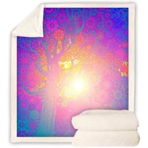 JETÉE DE LIT - BOUTIS Couverture en peluche Sun Tree - Modèle pour enfants - 70x140cm - Multicolore