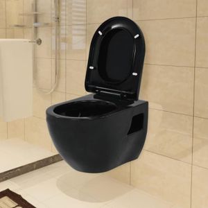 WC - TOILETTES WC suspendu noir en céramique avec réservoir caché