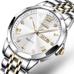 MONTRE Montre homme de marque quartz design particulier diamant calendrier d'affichage bracelet en acier élégance classique haute qualité