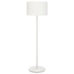 LAMPADAIRE MYKINES-Lampadaire droit bois  blanc Abat-jour: cylindre tissu écru 1 ampoule E27 inspiration nordique P30xD30xH142cm