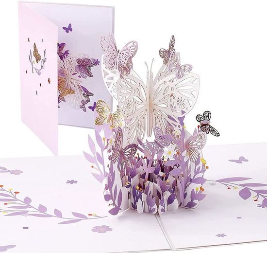 Carte Pop-up 3D Papillons Et Fleurs - Carte D'anniversaire Artistique Pour Femme, Maman, Amie, Sœur - Occasions Spéciales (mariage, Fête)