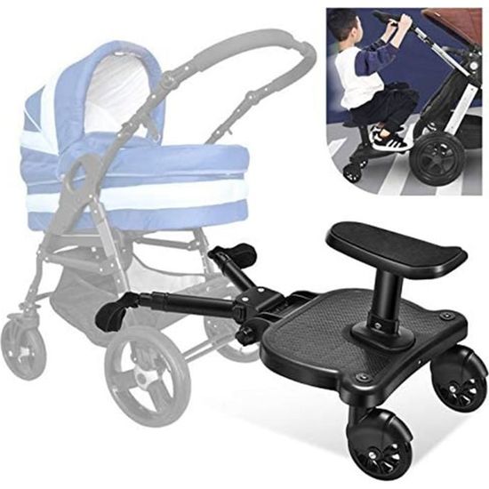 Planche Poussette Universelle - Siège Amovible 25kg Max - Roues 360° - Pour Enfants 3-7 Ans