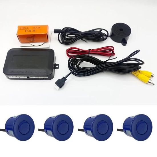 Bleu - Capteur de recul pour voiture, 4 sondes, 12V, Détecteur de stationnement avec indicateur de bip sonore