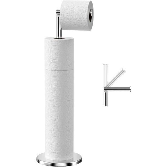 Porte-rouleau Toilette Sur Pied – Base Verre Trempé, Tige Inox – Design Moderne, Rangement Intégré, Doré