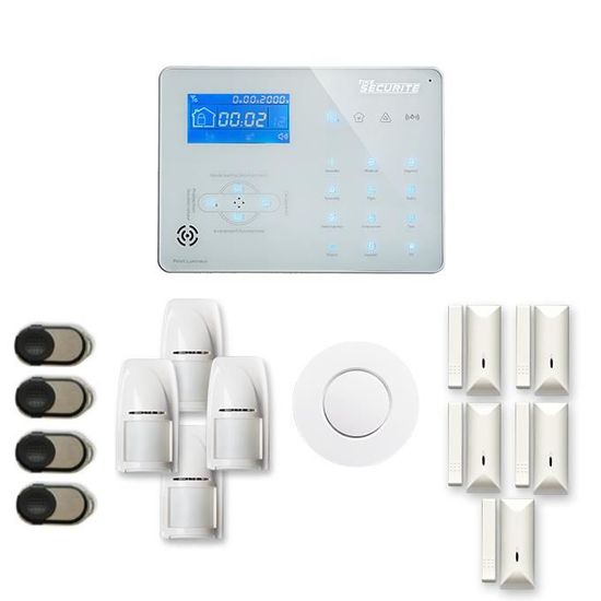 Alarme maison sans fil ICE-B 4 à 5 pièces mouvement + intrusion + détecteur de fumée - Compatible Box