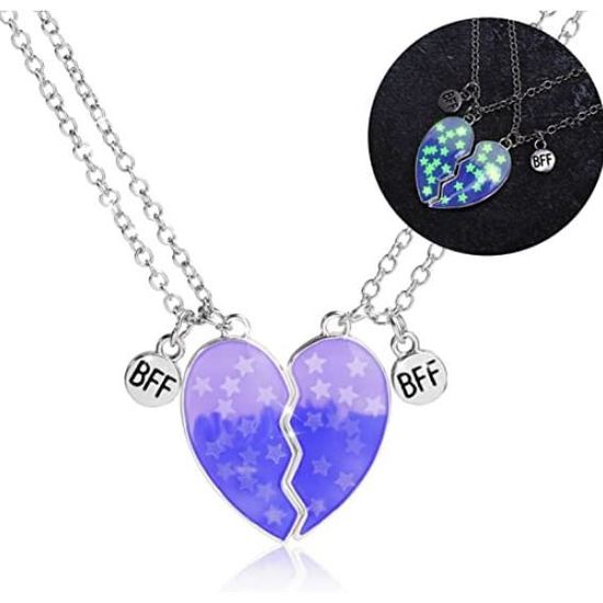 Pwsap Lot De 2 Colliers Amitié Magnétiques BFF Planète – Pendentifs Colorés Qui S'Assemblent, Cadeau Meilleures Amies
