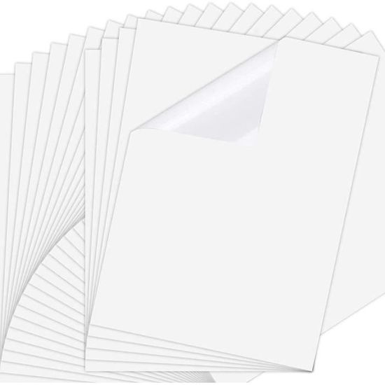 Lot De 100 Feuilles Papier Autocollant Brillant A4 - Imprimable Jet D'encre Et Laser, 80g/m² - 3