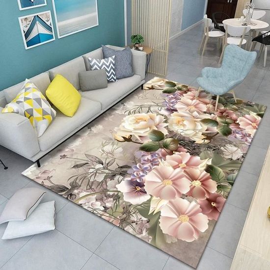 Ameublement 3D Flower Carpet Salon Simple Et À La Mode Grand Tapis Rectangulaire Doux Et Doux pour La Peau 152X213cm[591]
