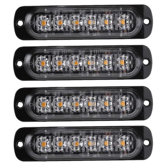 Feu Stop LED 6 Diodes Ricoy Feu Freinage Stroboscopique 6 LED - 12-24V - Étanche - Pour Voiture, Bateau, Remorque Feu Clignotant Voiture
