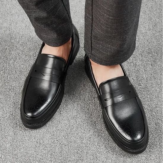 MOCASSIN Homme - Chaussures en cuir de tempérament d'affaires de mode - noir HB™