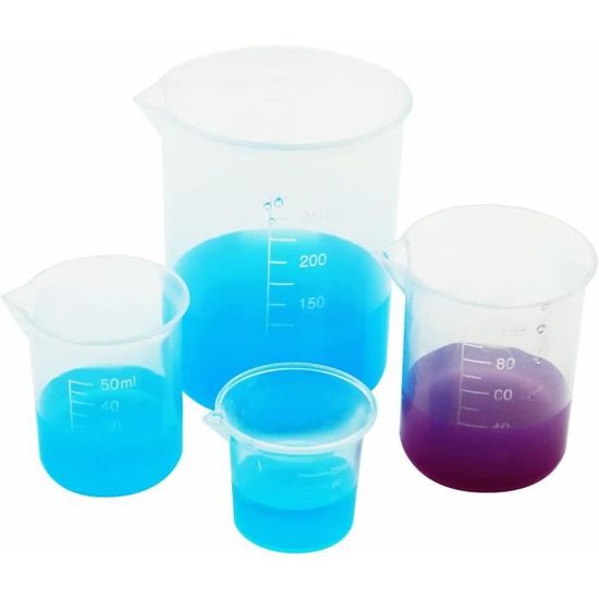 Lot De 6 Gobelets Doseurs Plastique Gradués 25/50/100/150/250/500 Ml - Transparent, Réutilisables - Cuisine, Labo, Bricolage, Chimie