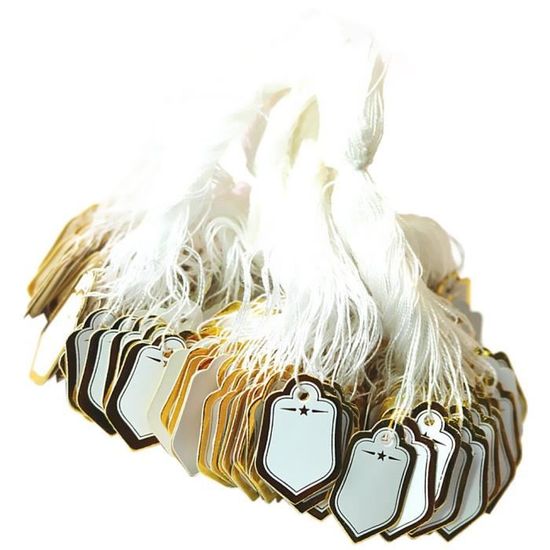 500 étiquettes De Prix Avec Ficelle - 26x13mm, Papier Cartonné Blanc, Pour Bijoux Et Vêtements