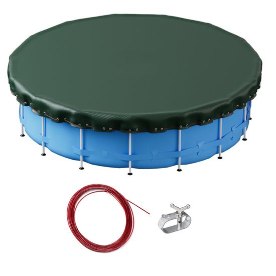 Bâche Ronde 560 Cm Pour Piscine - Couverture 2-en-1 été/hiver PE 200g/m² - Compatible Piscines 460-500 Cm - Kit Fixation Inclus