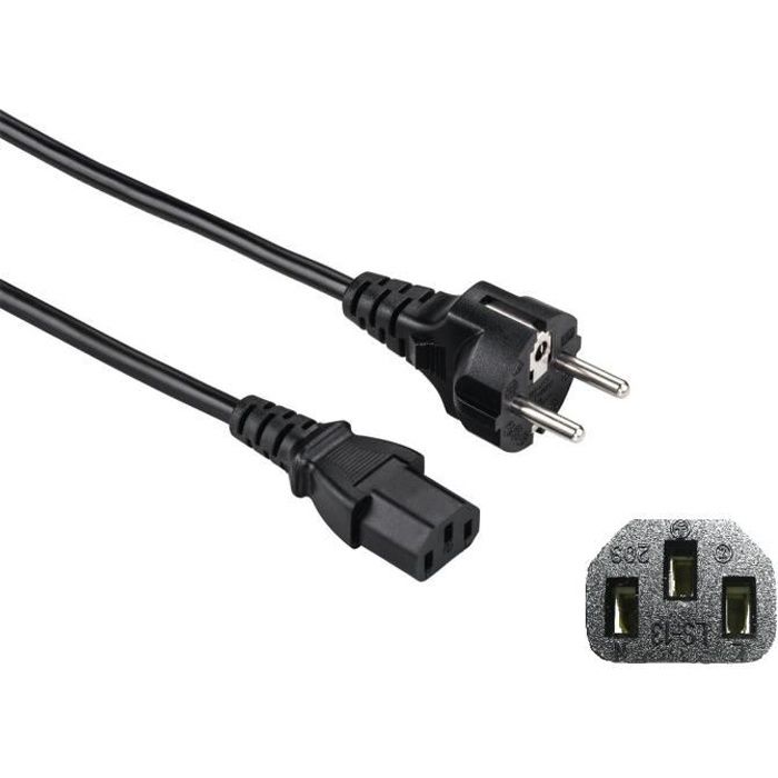 Power Cord-Câble d'alimentation pour appareils de faible puissance 1,8m(câble d'alimentation pour PC,moniteur,ordinateur PC,impriman