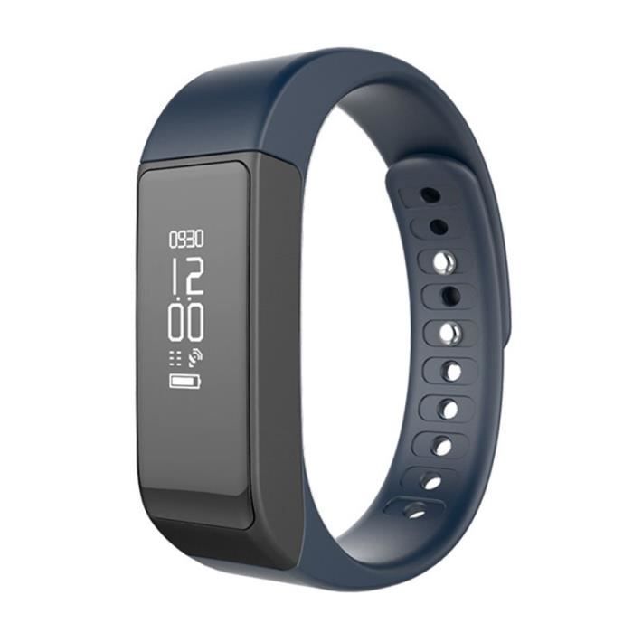 Montre Connectée Sport Étanche Survie d'Activité Podomètre Surveillance de Sommeil Rappel Bleu