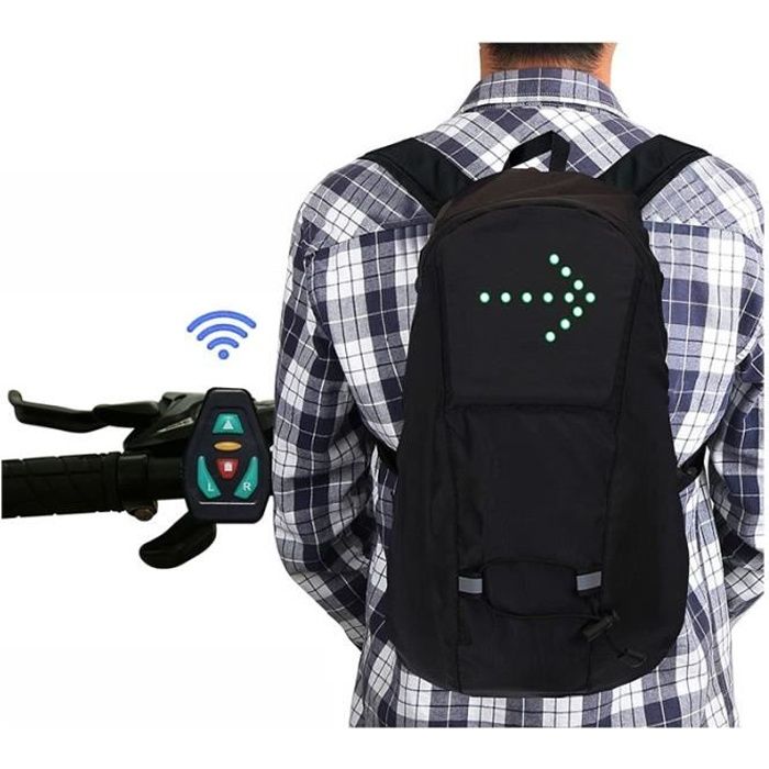 Sac à dos de sécurité pour vélo avec indicateurs de signal LED arrière Sac à dos réfléchissant avec feux de direction clignotants