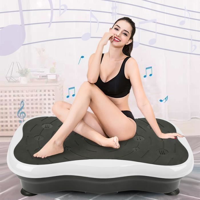 HEK Plateforme Vibrante Oscillante pour Fitness Charger 150kg, 99 Niveaux de Vitesses avec Bluetooth-USB Noir-Blanc