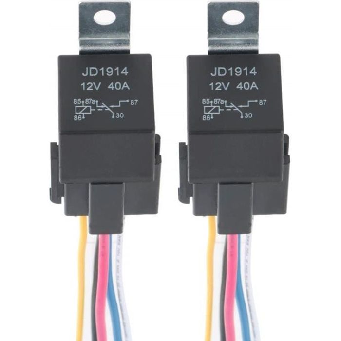 TOOHUI 5 Broches SPDT Relais Automobile, 12V 40A Voiture Relais avec Faisceau de Câble Coloré, Contacteur Relais Commutateur Powe