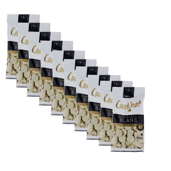 Lot 10x Palets de chocolat blanc - spécial dessert - Cook'eat - sachet 200g