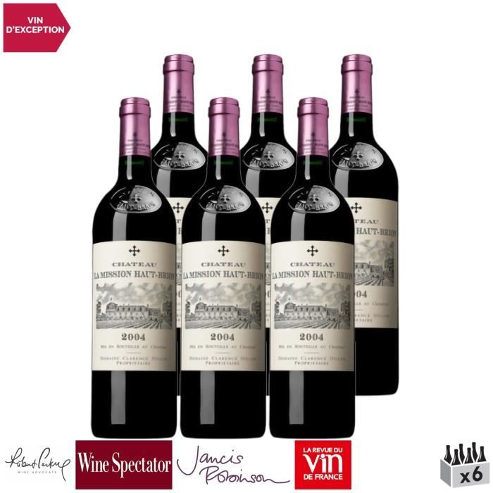Château La Mission Haut-Brion Rouge 2004 - Lot de 6x75cl - Vin Rouge de Bordeaux - Appellation AOC Pessac-Léognan