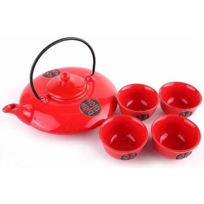 SERVICE à THE ROUGE – Motif Double Bonheur