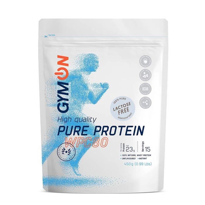 GYMON Lactose Free Whey Protein. Protéines de lactosérum en poudre sans lactose - 450g (Naturel)