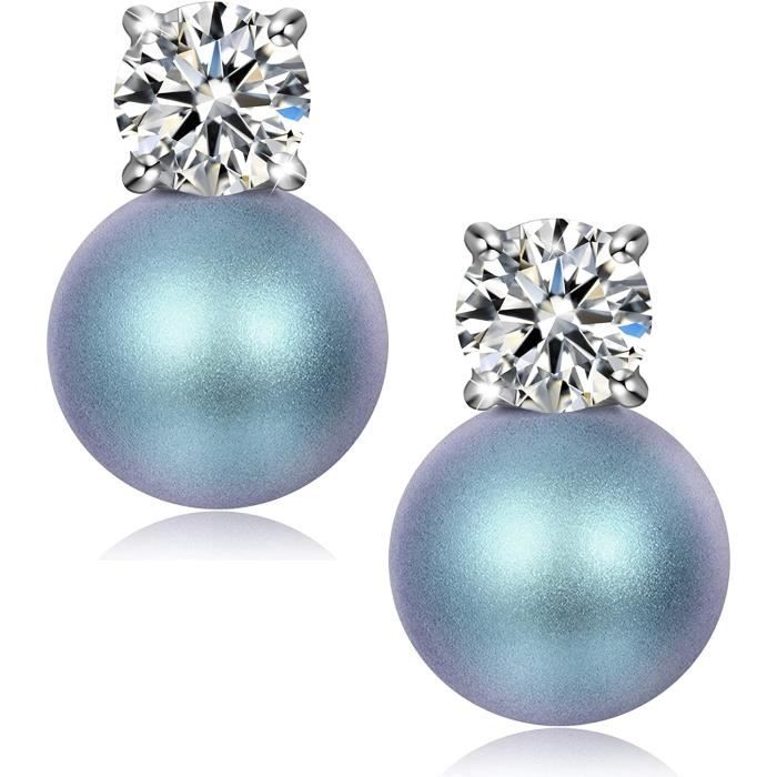 BOUCLE D OREILLE Boucle d oreille Femme, Argent 925, Perle de Swarovski, Bijoux Femme, Emballage de Boîte Cadeau Eé720