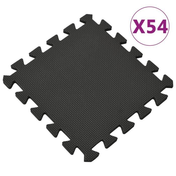 Tapis de sol pour vélo d'exercice vélo elliptique Fitness - 54 pcs 4,86㎡ Mousse EVA Noir