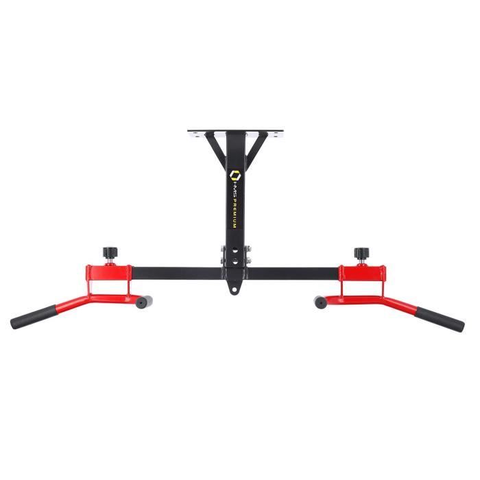 HMSPORT - Barre de traction mur + plafond - Pull up barre - Entraînement musculation fitness cardio - Charge max 150kg - Noir