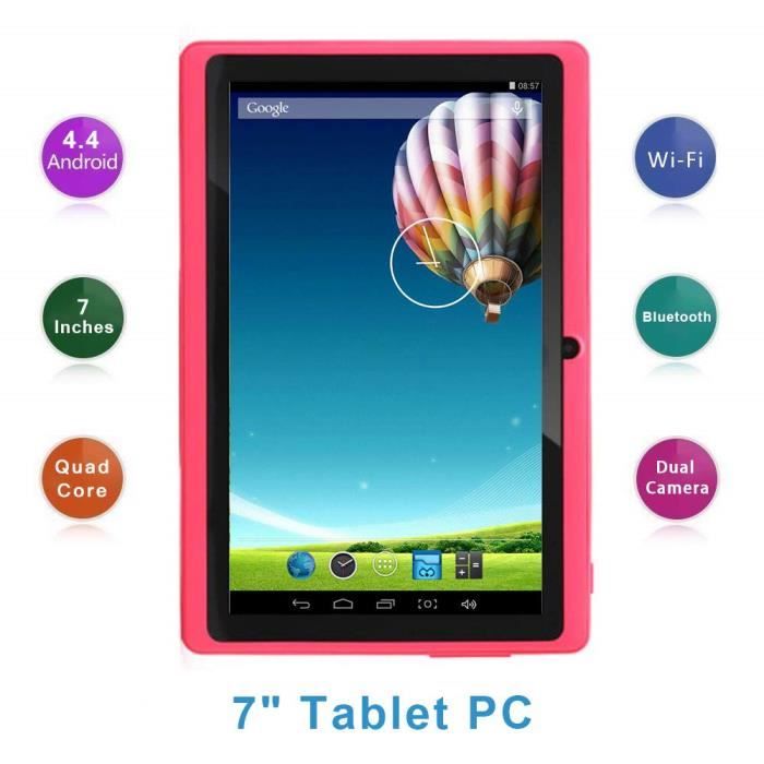 Haehne 7 Pouces Tablette Tactile, Google Android 4.4 Quad Core Tablet PC, 512Mo RAM 8Go ROM, Double Caméras, WiFi, Bluetooth, Ros