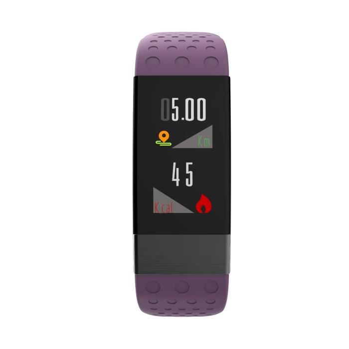 Bracelet d'activité WEEFIT - Bluetooth - cardiofréquencemètre - tracker d'activité - IP67 - 7 jours - violet - Cellys