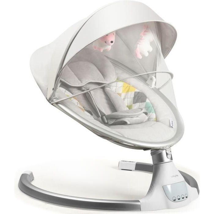 COSTWAY Transat Balancelle Electrique Bébé Bluetooth/USB avec 5 Amplitudes de Vibration et Fonction de Minuterie Charge 9KG Beige