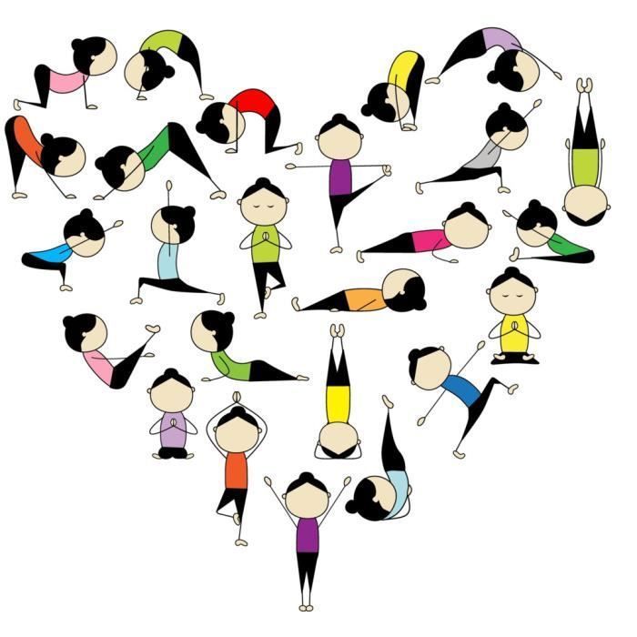 Poster Affiche Coeur Posture de Yoga Multicolor Asanas Bien Etre 31cm x 34cm