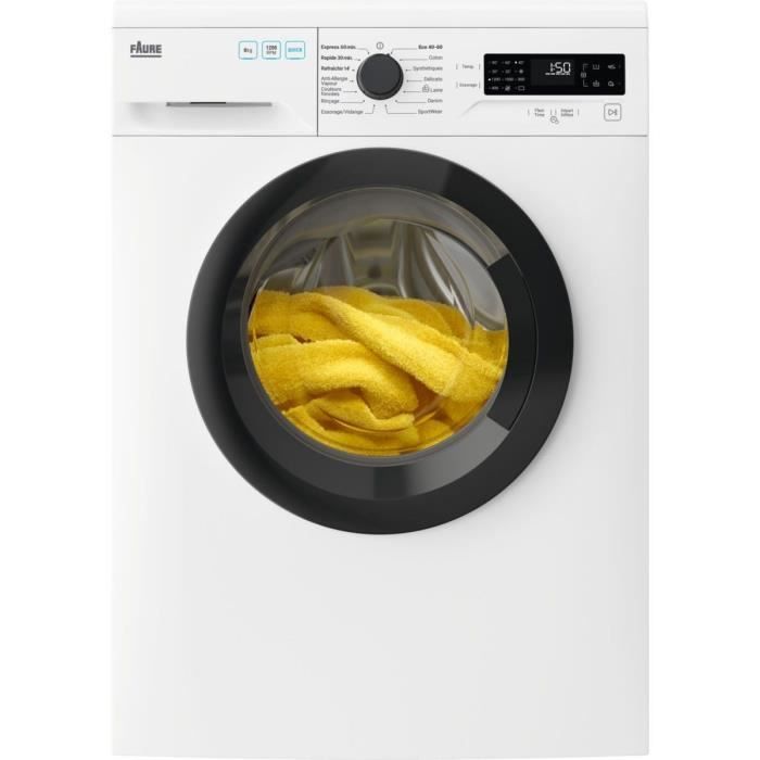 Lave-linge hublot FAURE FWF84205HP - 8 kg - Moteur standard - 1200 trs/min - Blanc