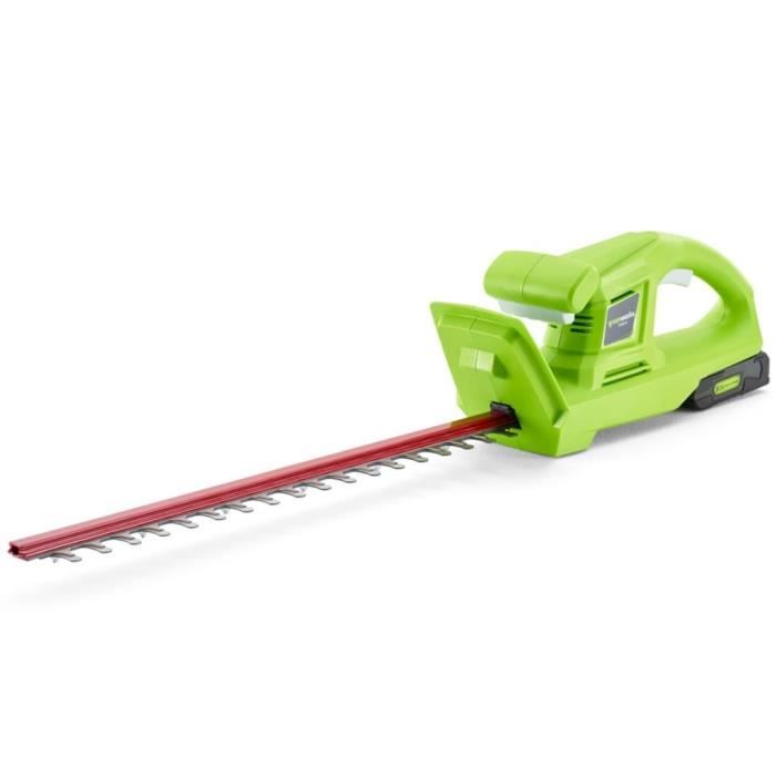 GREENWORKS Taille-haies sans fil G24HTK2 - 24 V - 54 cm - 1 batterie + 1 chargeur - Vert