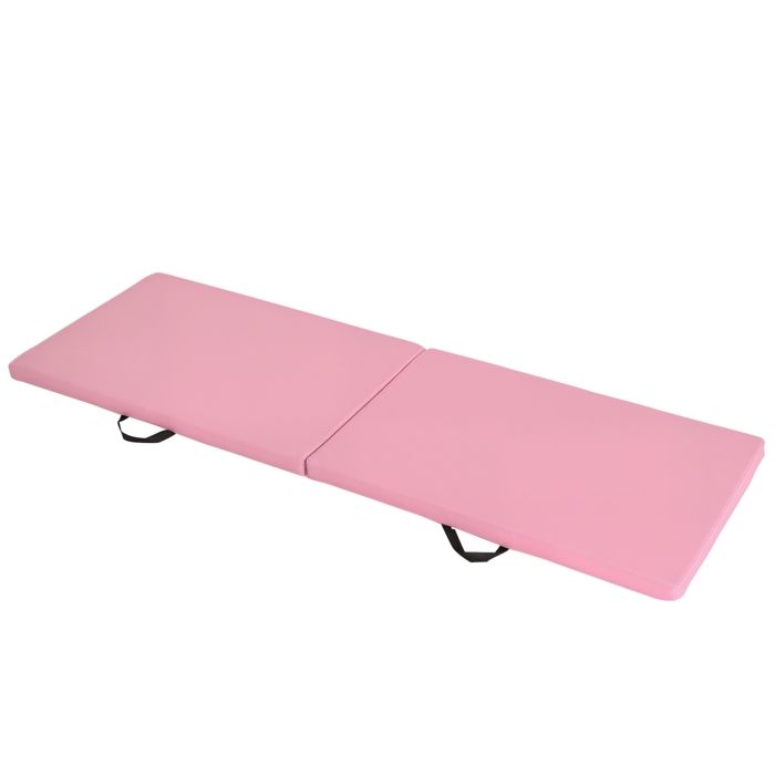 Tapis de gymnastique yoga pilates fitness pliable portable grand confort 180L x 60l x 5H cm simili cuir 180x60x5cm Rose