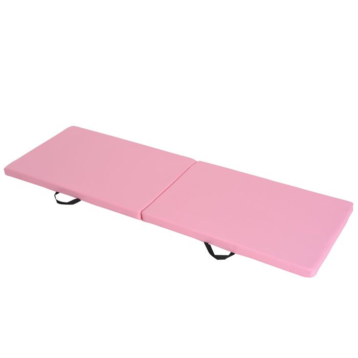 Tapis de gymnastique yoga pilates fitness pliable portable grand confort 180L x 60l x 5H cm revêtement synthétique rose