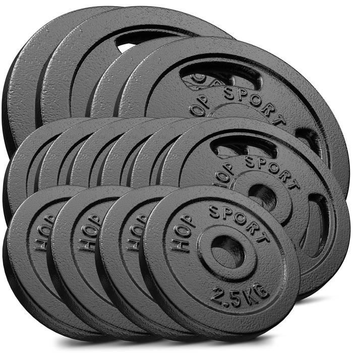 HS Hop-sport Disques en Fonte 90kg (2x15kg, 2x10kg, 6x5kg, 4x2.5kg) SET ABF