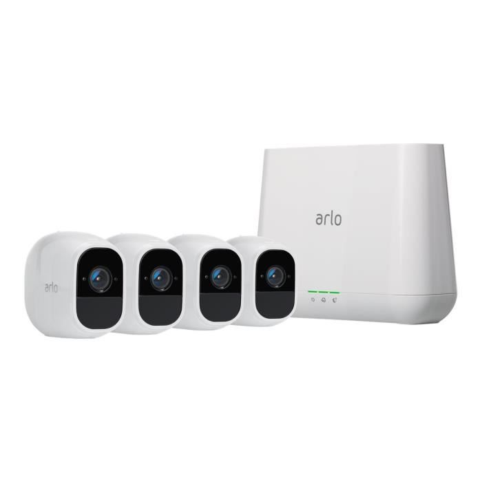 Arlo Pro 2-VMS4430P-100EUS-Kit de sécurité 100% Sans Fils-Pack de 4-Batterie rechargeable-Alarme 100 dB 1080p Jour/Nuit