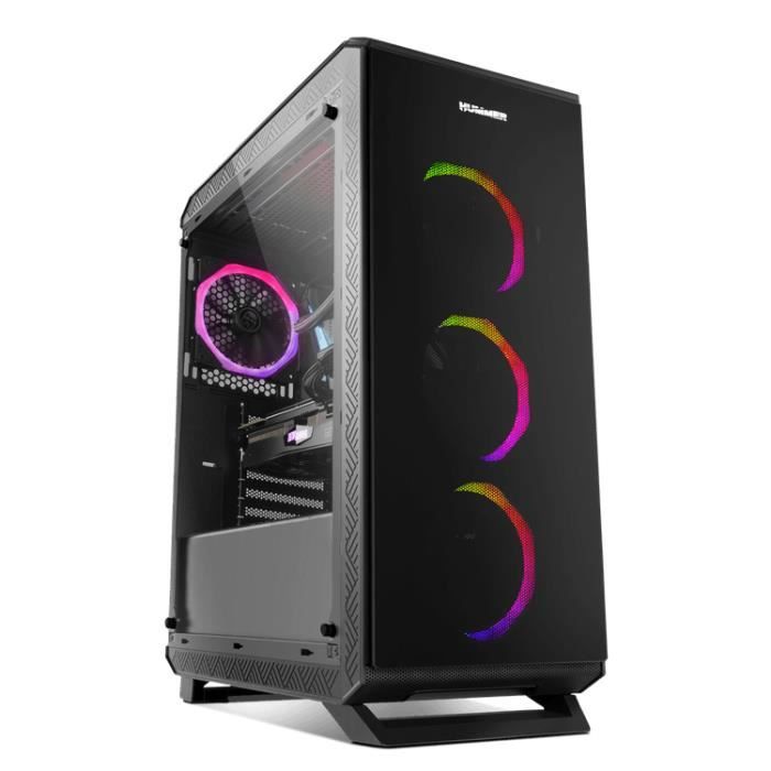 NOX NXHUMMERTGF, Boîtier Midi-tour, PC, SPCC, ATX,Micro-ATX,Mini-ITX, Noir, Jouer