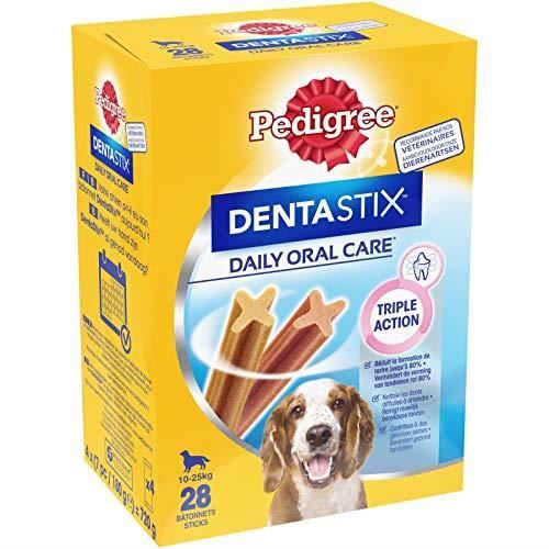 Pedigree Dentastix - Friandises pour Moyen Chien, 112 Bâtonnets à Mâcher pour L'hygiène Bucco-Dentaire (16 Sachets de 7 17139
