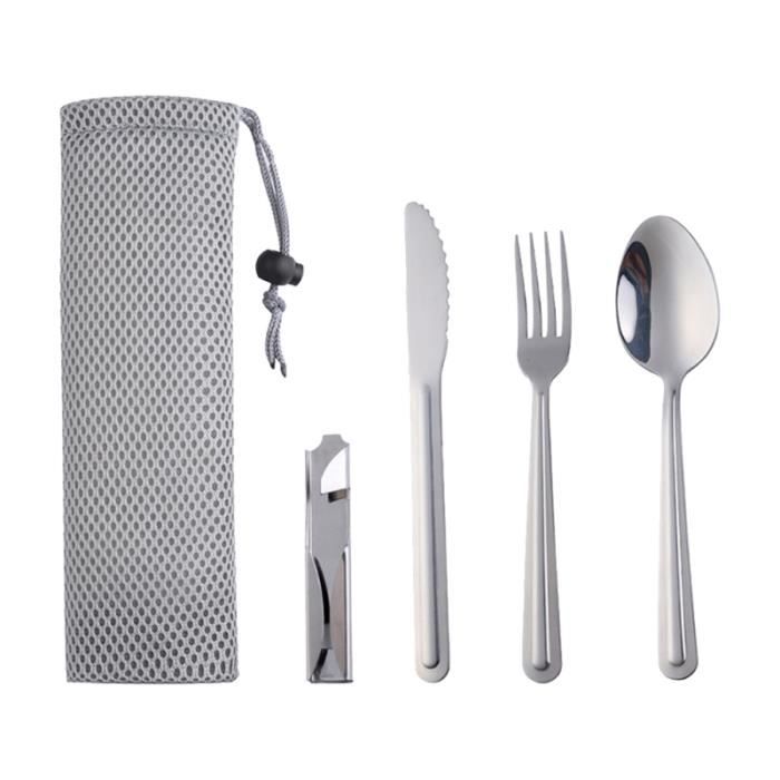 1set Camping Fourniture Vaisselle En acier inoxydable Couverts de vaisselle pour la outillage de camping camping - camp de base