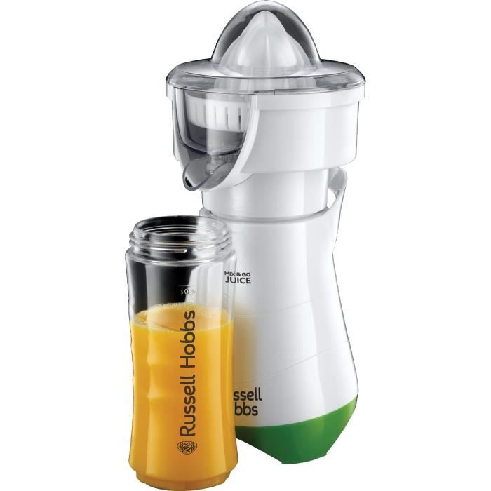 RUSSELL HOBBS 21352-56 Mixeur Electrique Blender Presse Agrumes 600ml Mix and Go, Gourdes Adaptées au Transport Inclus