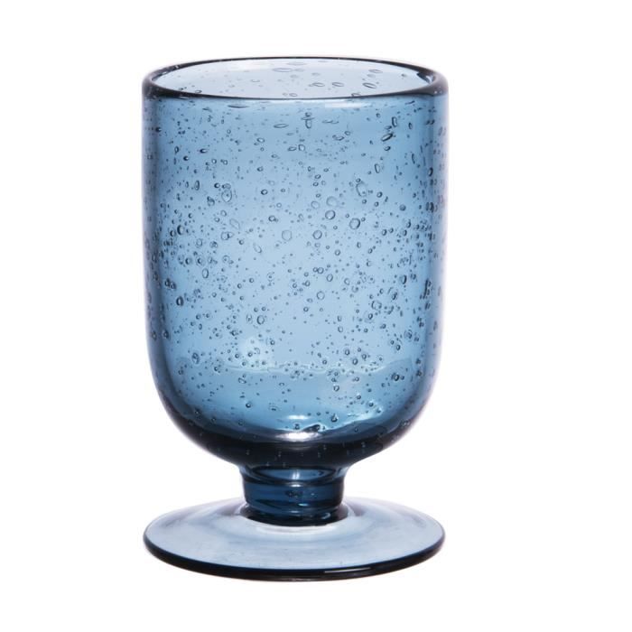 Verre à pied Gordes bullé bleu 25cl - Table Passion 11 Bleu