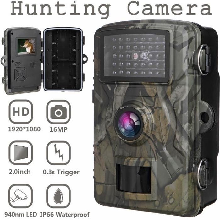 Chasse Caméra 1080P 16MP IP66 Vision Nocturne Chasse Trail Caméra Étanche Faune Photo Piège Caméra