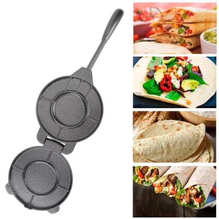DDN31241-DILWE-Fabricant de Presse à Tortilla 6.5 po Cuisine Outil de Pressage de Pâte à Tortillas de Maïs en Fonte Gris-LAT