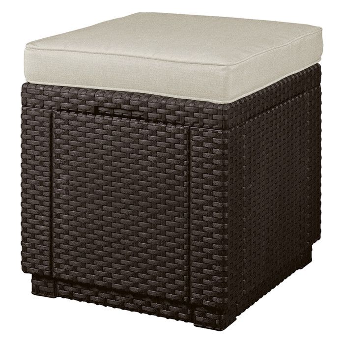 Siège - KETER - Cube avec coussin - marron - rangement intégré - coussin beige