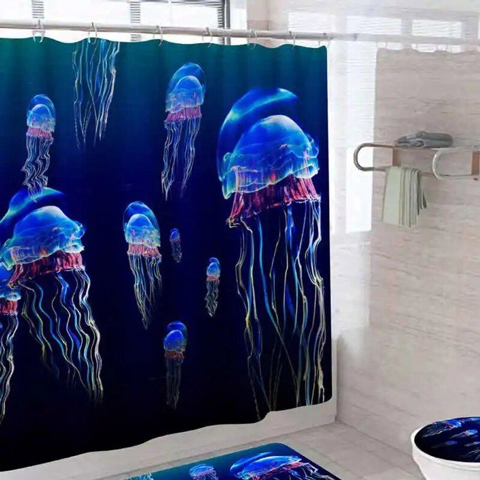 Rideau de douche imprimé imperméable avec crochets, 1 paquet, décor de Rideau de douche imprimé imperméable avec crochets, 1 paquet, décor de