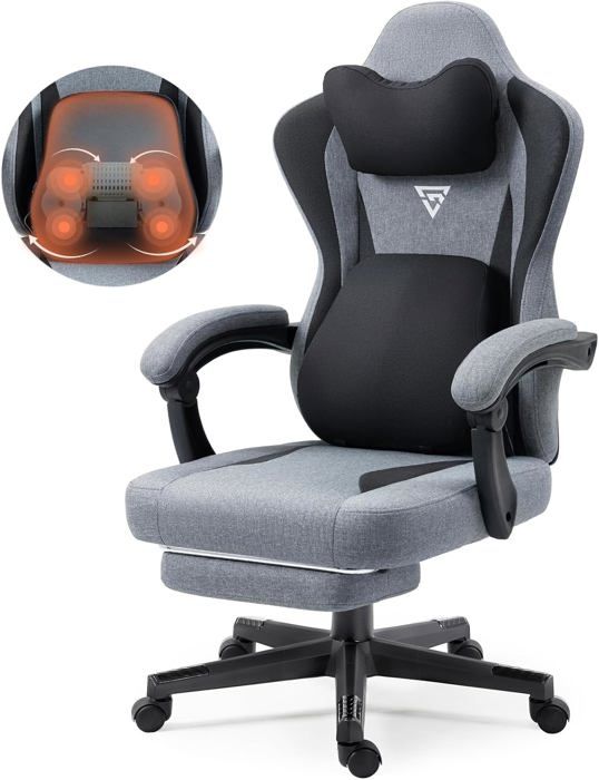 Chaise Gamer GTPLAYER Ergonomique - Tissu Respirant, Soutien Lombaire, Inclinable 165°, Charge 150 Kg