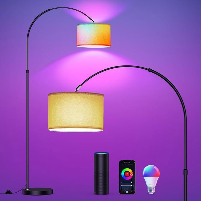 Modlicht Lampadaire Intelligent RGB Compatible Alexa et Google Home LED E27 9W Couleur et Intensité Variables